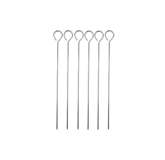 6x 20cm Kebab Skewers Stainless Steel Metal BBQ Skewer Barbecue Meat Kebab Shish