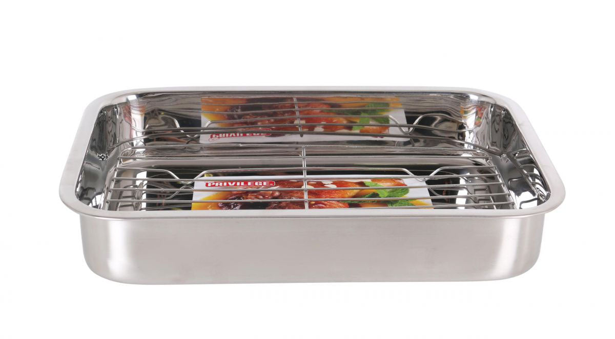 Rectangular oven Tray C/Grill 42 x 31 cm Stainless Steel