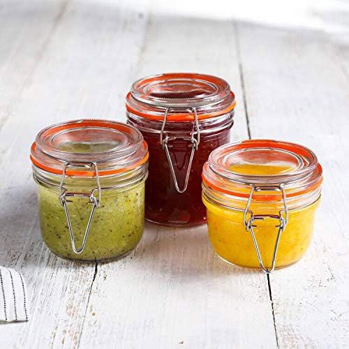 Clip Top Airtight Clear Glass Storage Spice Herb Jam Jars 180ml