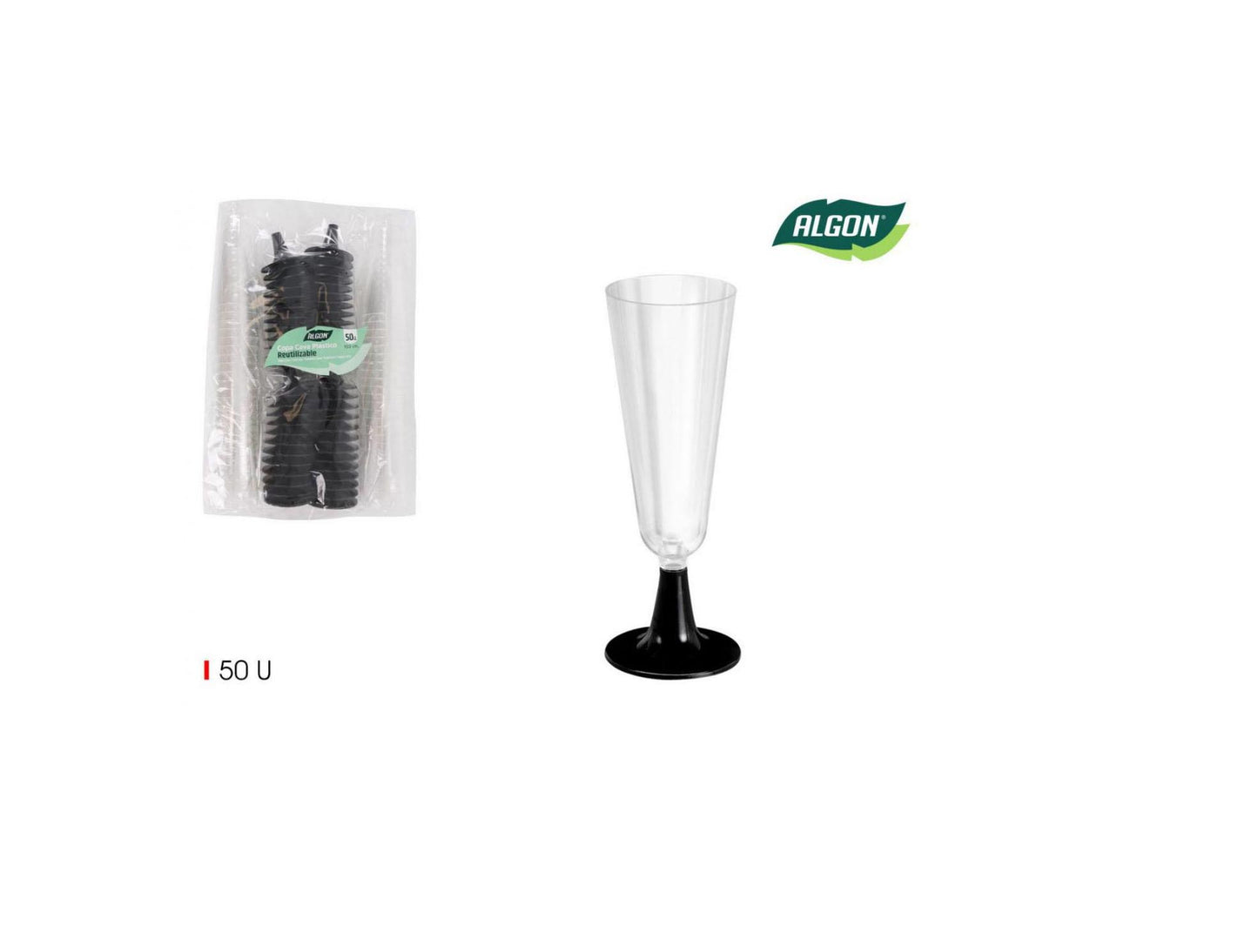50X Champagne flutes prosecco cocktail glasses 150ml Algon black