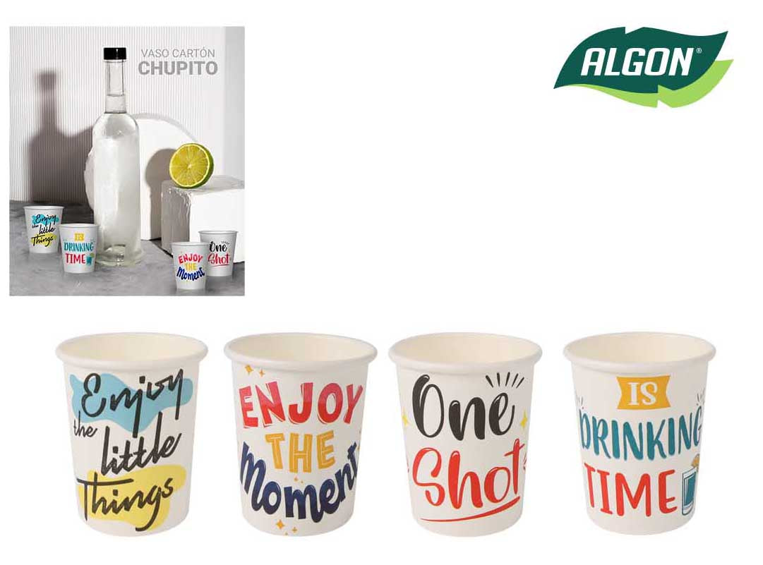 Algon 50ml disposable shot glasses party glasses Assort Messages Pack 40