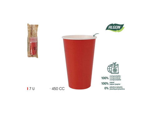 Algon cups Drinking glasses disposable party garden tableware Red 450ml Pack of 7