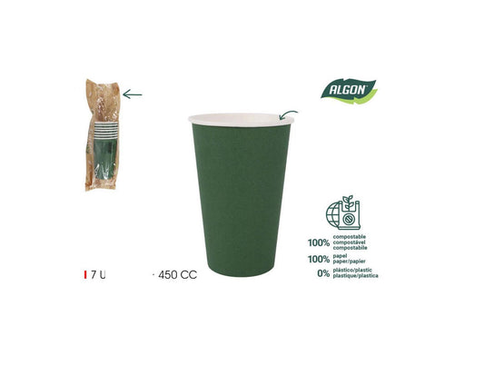 Algon cups Drinking glasses disposable party garden tableware Green 450ml Pack of 7