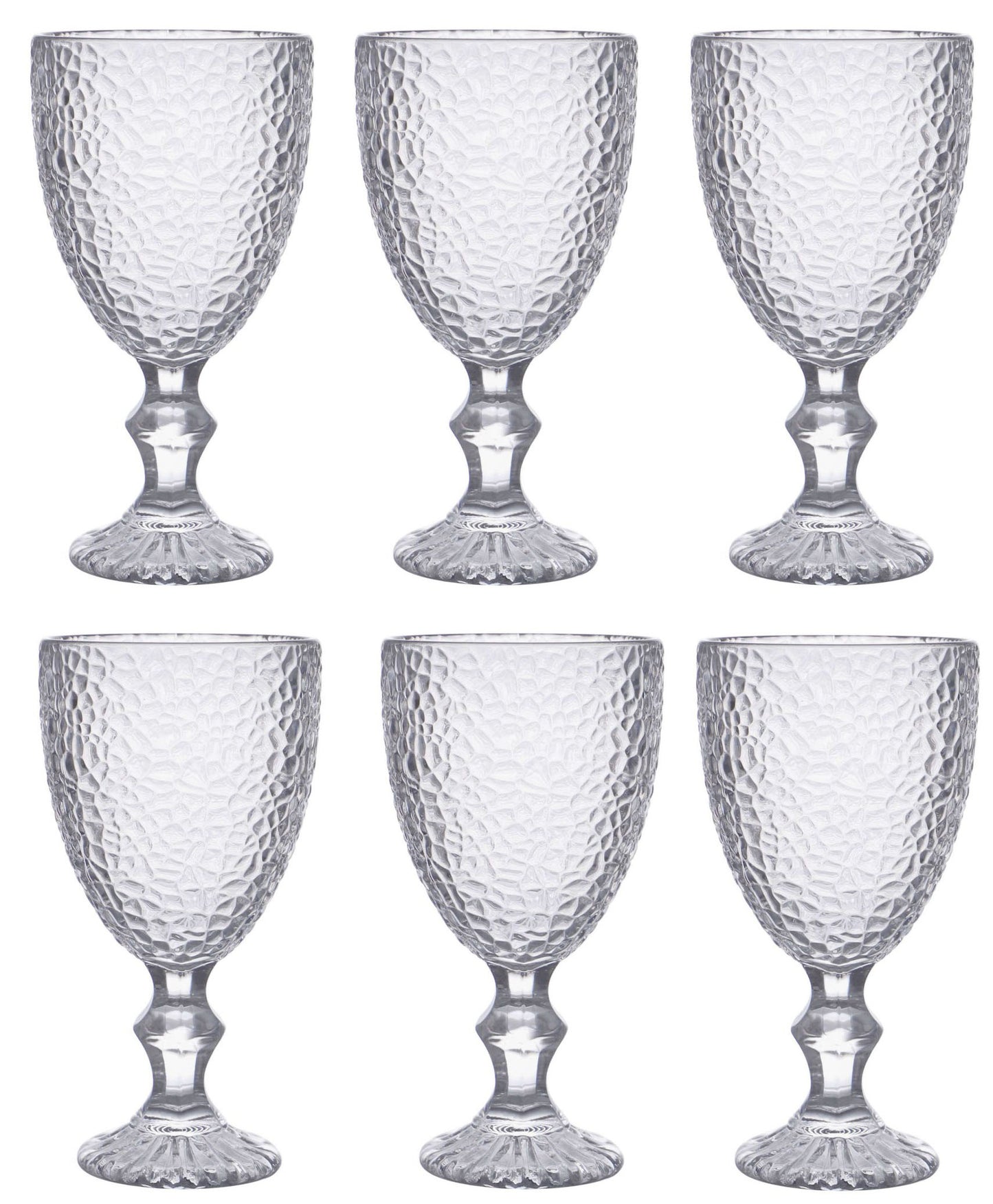 Festo clear Red wine glasses 325ml Luxury embossed glass