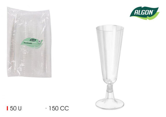 50x Reusable disposable Champagne flutes prosecco cocktail glasses 150ml Algon