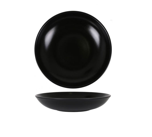 Zenci Gourmet Black stoneware pasta soup salad bowl 23x4cm BONNA
