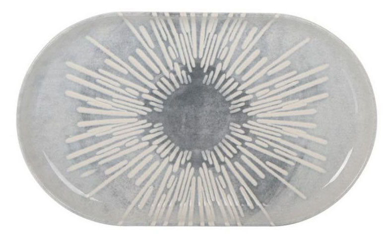 Ivar OVAL 25x15cm Dessert plate starters tapas dish Relief decoration Stoneware Grey Irys design