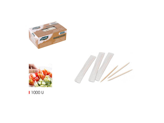 1000x ALGON Bamboo Wooden Cocktail Picks Sticks Paper Wrapped