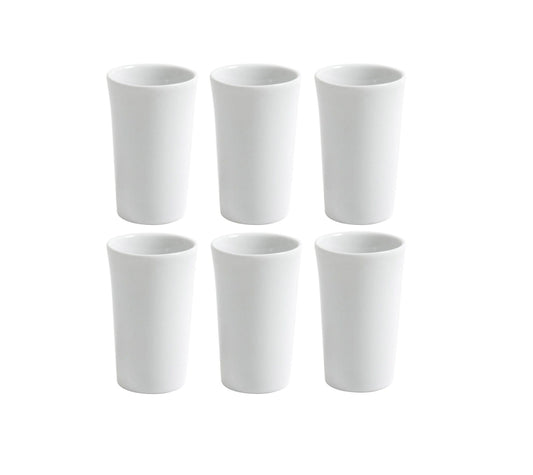 6x White porcelain shot liquor glasses 50ml