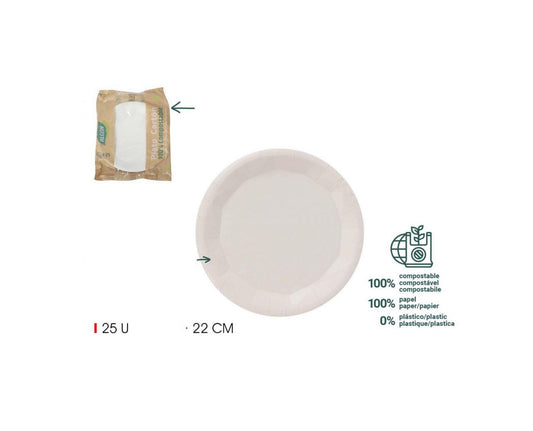Algon dinner plates white disposable Party Tableware 22cm Pack of 25