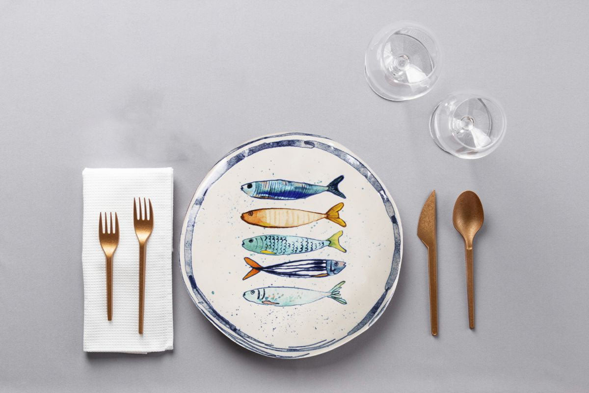 Peixe Iberica irregular shape 26cm dinner plate