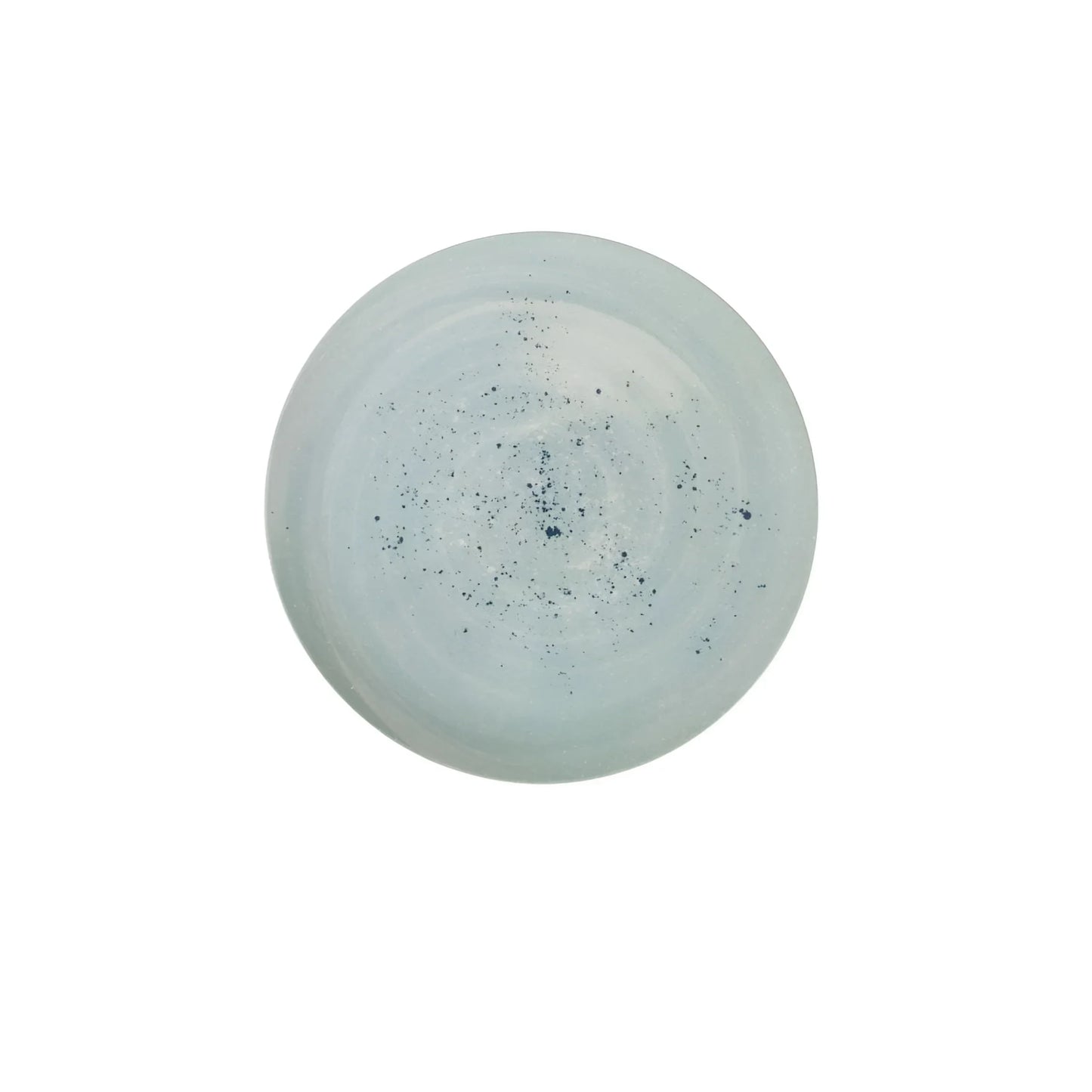 Round light blue dinner plate with dark speckles from Ador Iberica 32cm collection