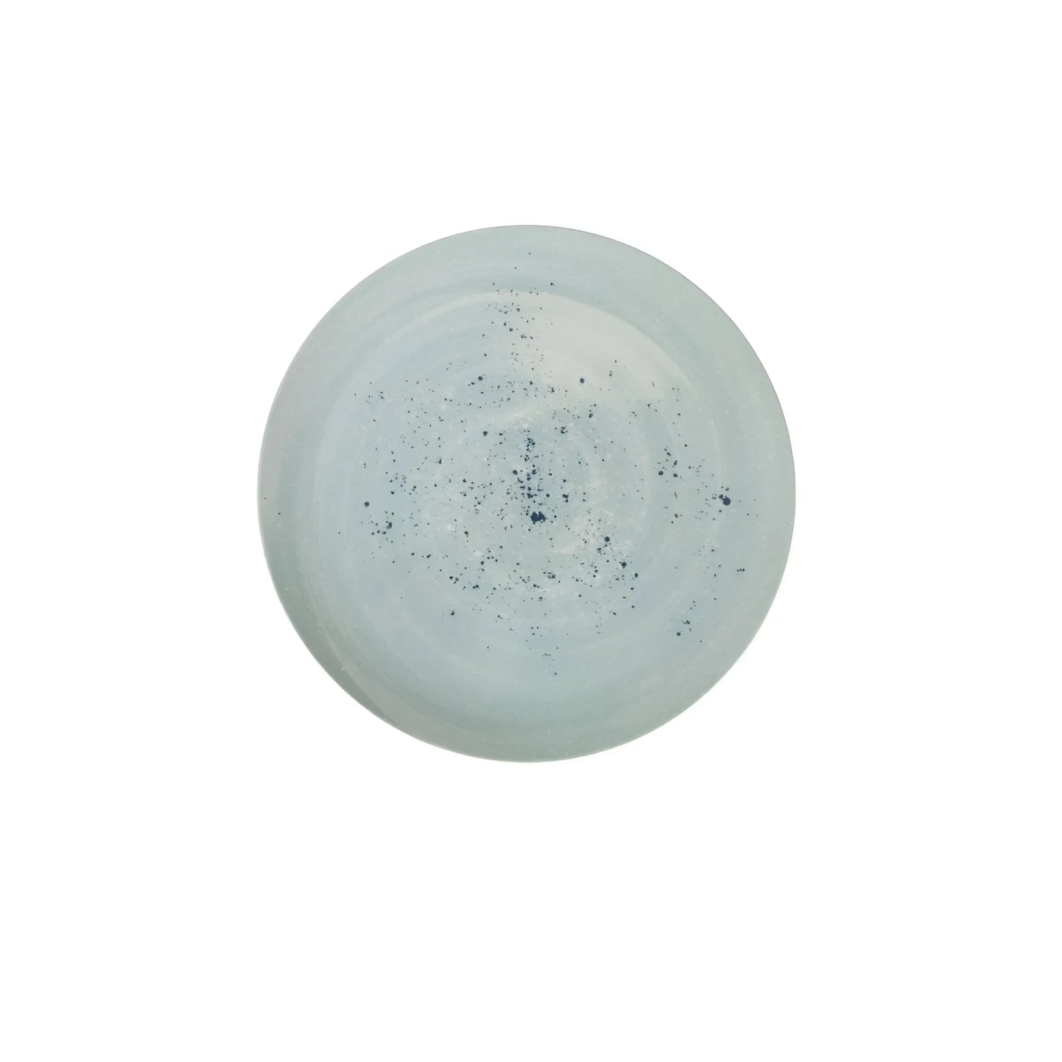 Round light blue dinner plate with dark speckles from Ador Iberica 32cm collection