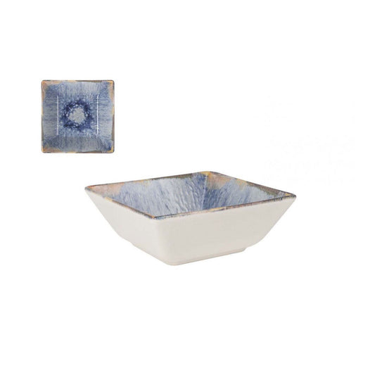 Square Aelia 13x13cm ceramic bowl with a blue interior for stylish serving