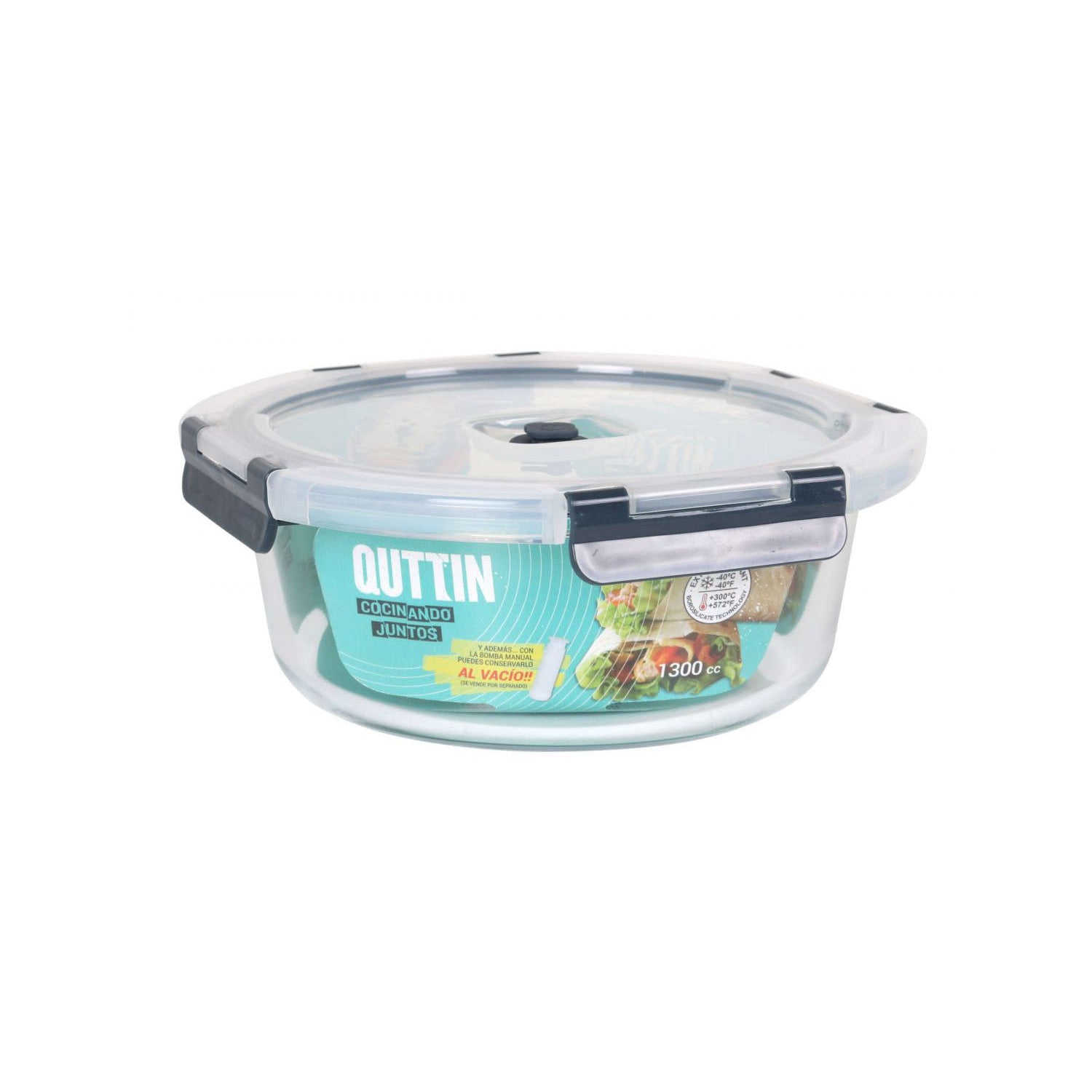 Air vacuum 1300ml round food containers kitchen storage pump QUTTIN
