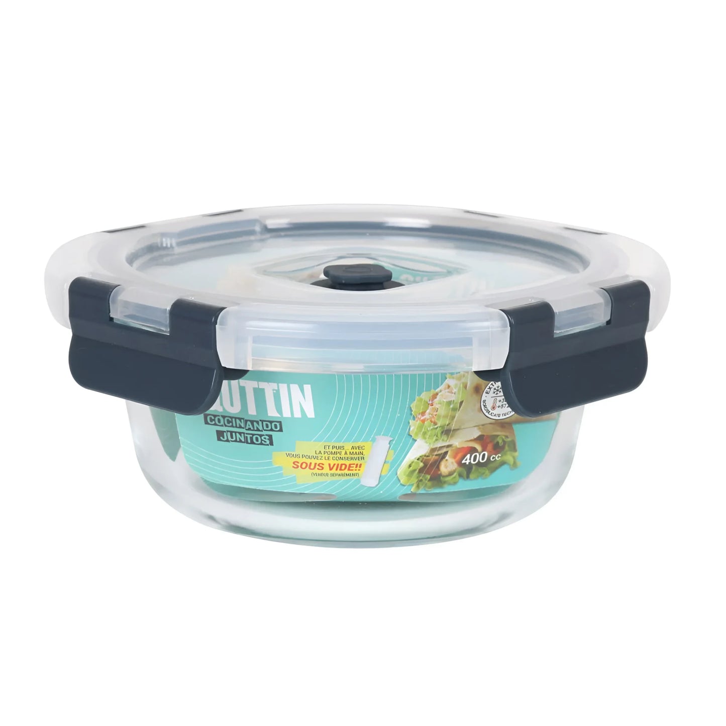 Air vacuum 400ml round food containers kitchen storage pump QUTTIN