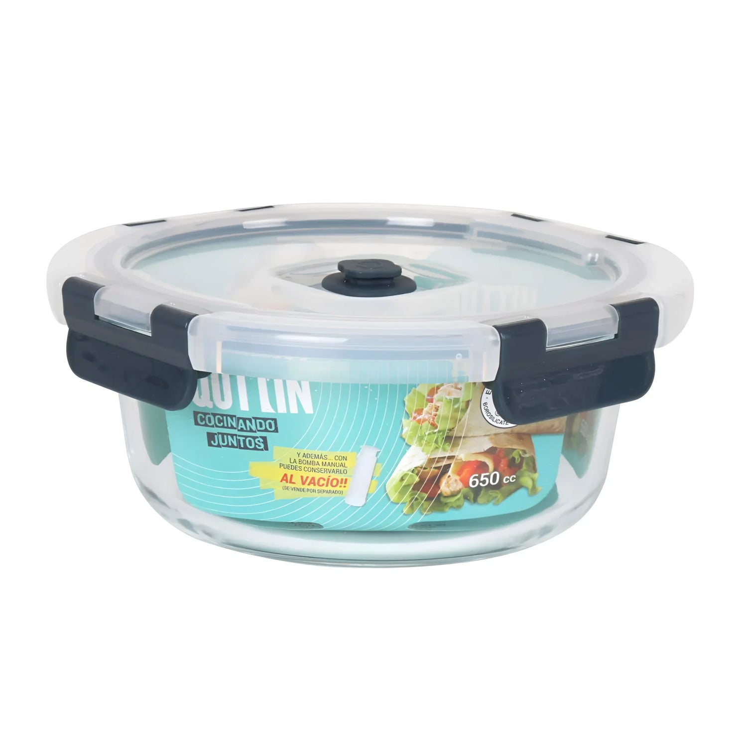 Air vacuum 650ml round food containers kitchen storage pump QUTTIN