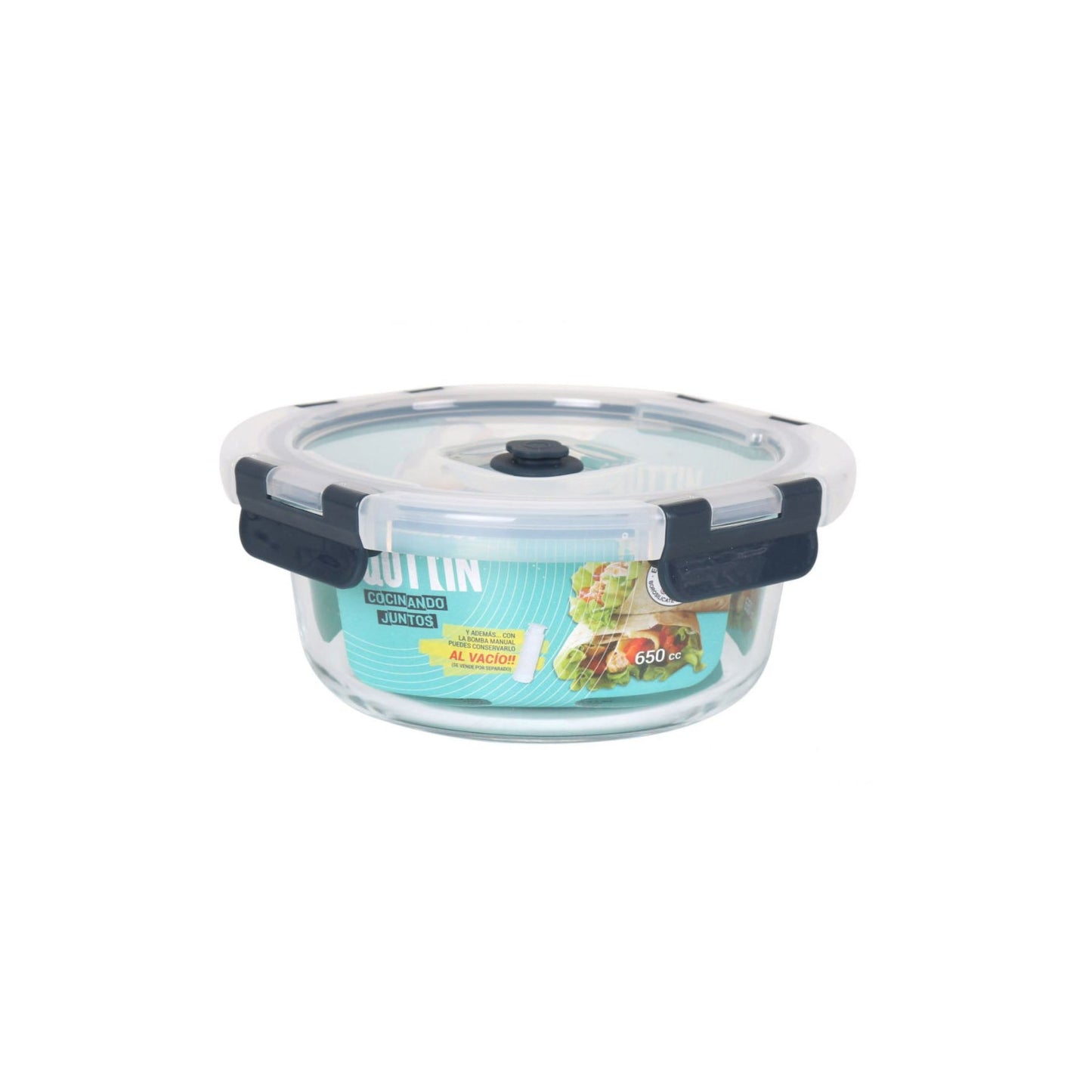 Air vacuum 650ml round food containers kitchen storage pump QUTTIN