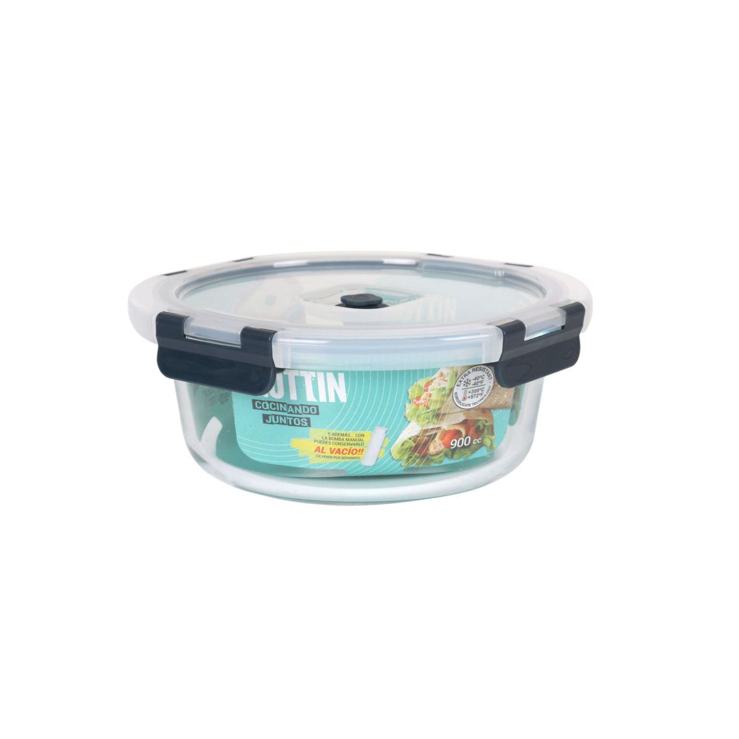 Air vacuum 900ml round food containers kitchen storage pump QUTTIN