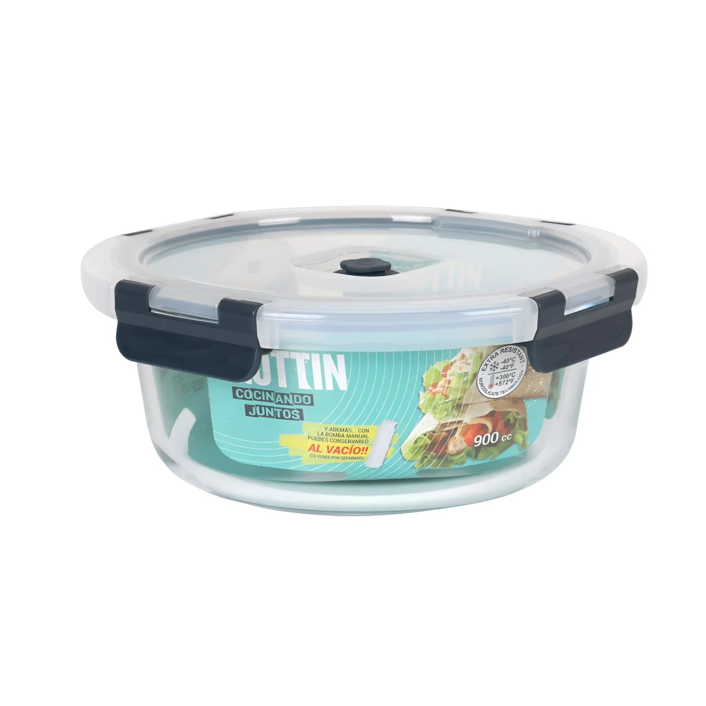 Air vacuum 900ml round food containers kitchen storage pump QUTTIN