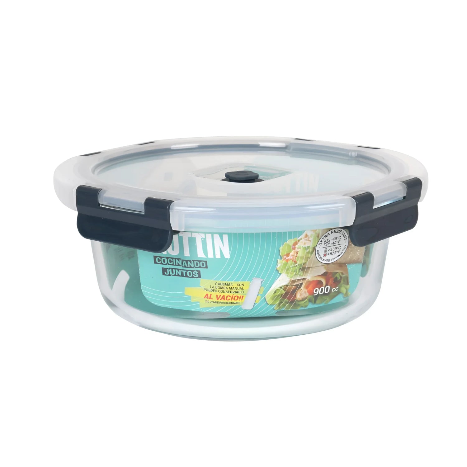 Air vacuum 900ml round food containers kitchen storage pump QUTTIN