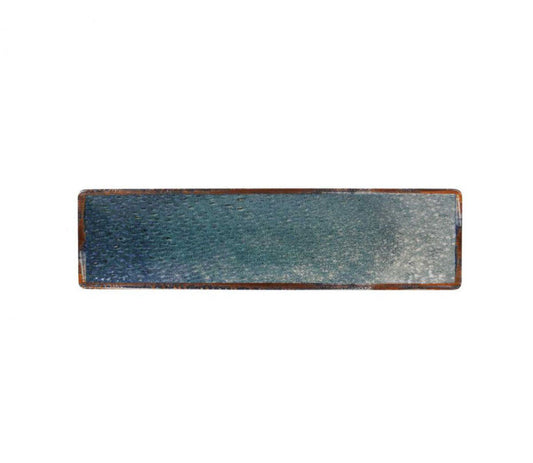 Distressed rectangular metal sign with blue-to-teal ombre gradient, 30x8cm Albal dish