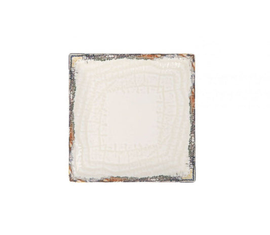 Albus square 18x18cm ceramic baking dish with distressed dark rim for desserts