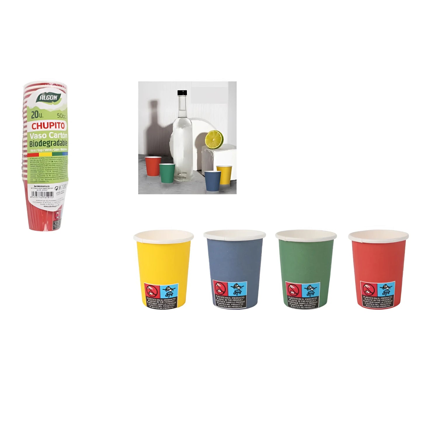 Algon 50ml disposable shot glasses party glasses Assorted colours Pack 80