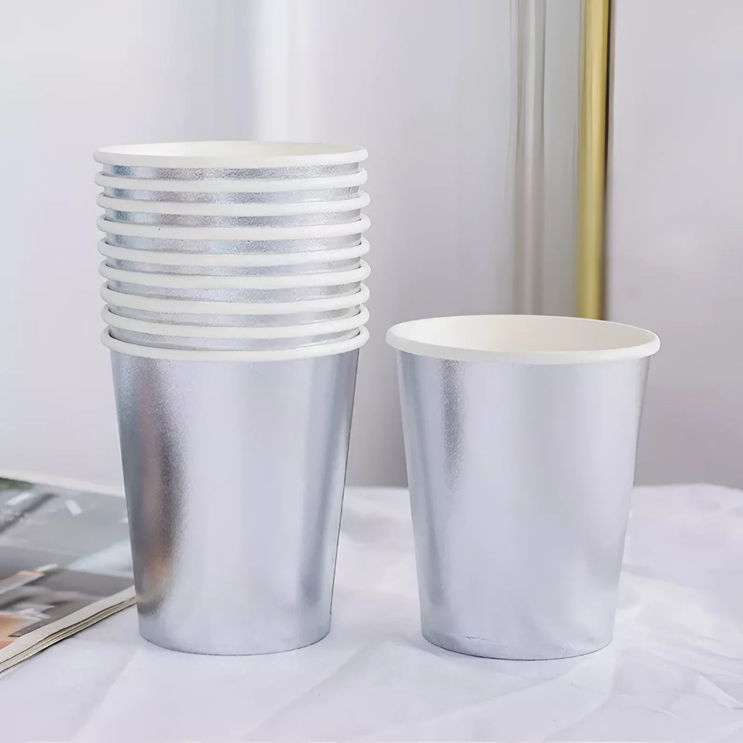 Algon Biodegradable 200ml disposable party glasses Silver