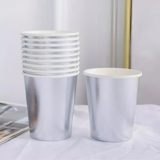 Algon Biodegradable 200ml disposable party glasses Silver