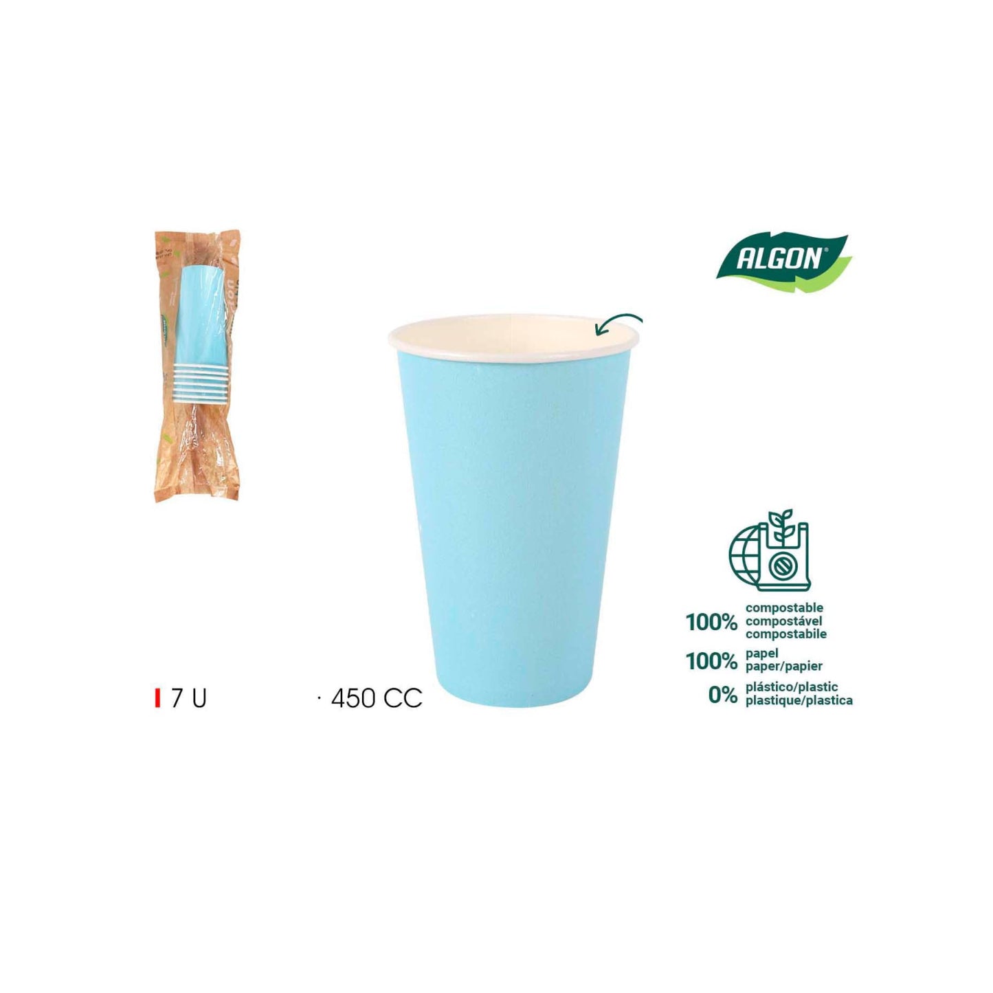 Algon cups Drinking glasses disposable party garden tableware Blue 450ml Pack of 7