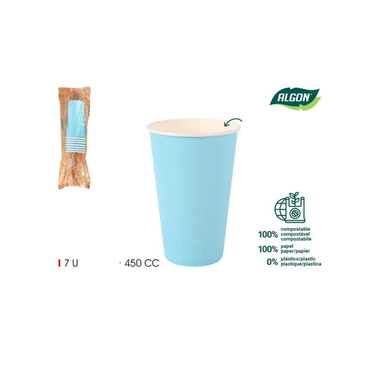 Algon cups Drinking glasses disposable party garden tableware Blue 450ml Pack of 7