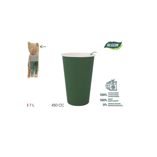 Algon cups Drinking glasses disposable party garden tableware Green 450ml Pack of 7