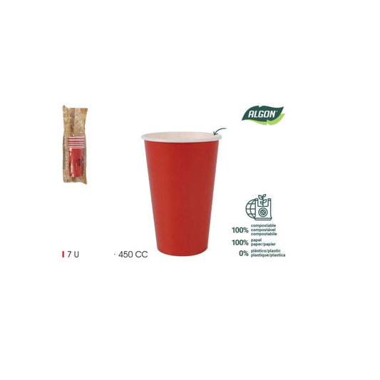 Algon cups Drinking glasses disposable party garden tableware Red 450ml Pack of 7