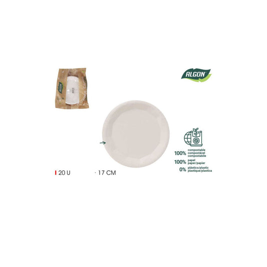 Algon dinner plates white disposable Party Tableware 17cm Pack of 20