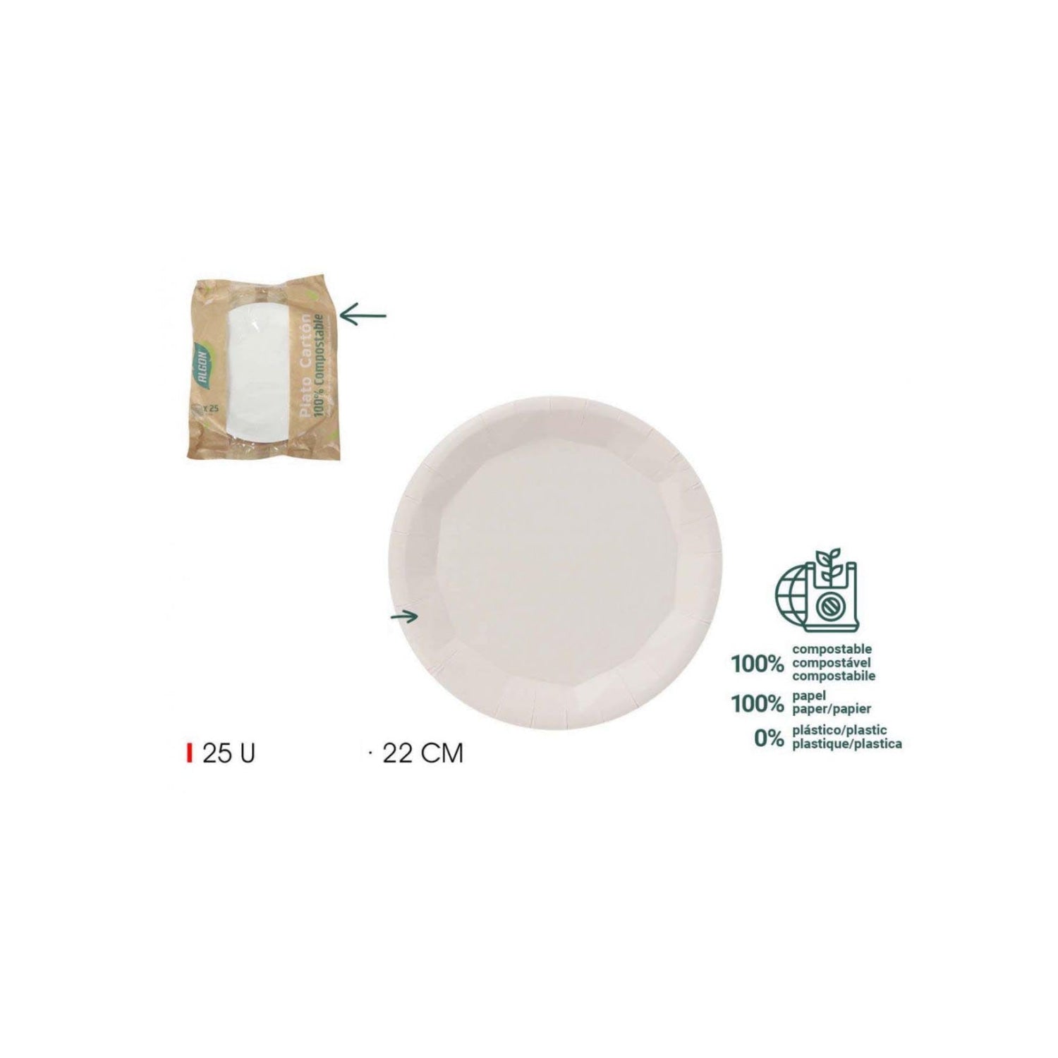 Algon dinner plates white disposable Party Tableware 22cm Pack of 25