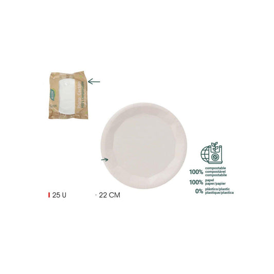 Algon dinner plates white disposable Party Tableware 22cm Pack of 25