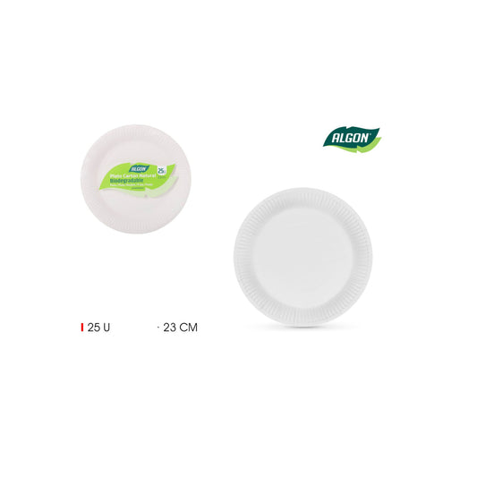 Algon dinner plates white disposable Party Tableware 23cm Pack of 25