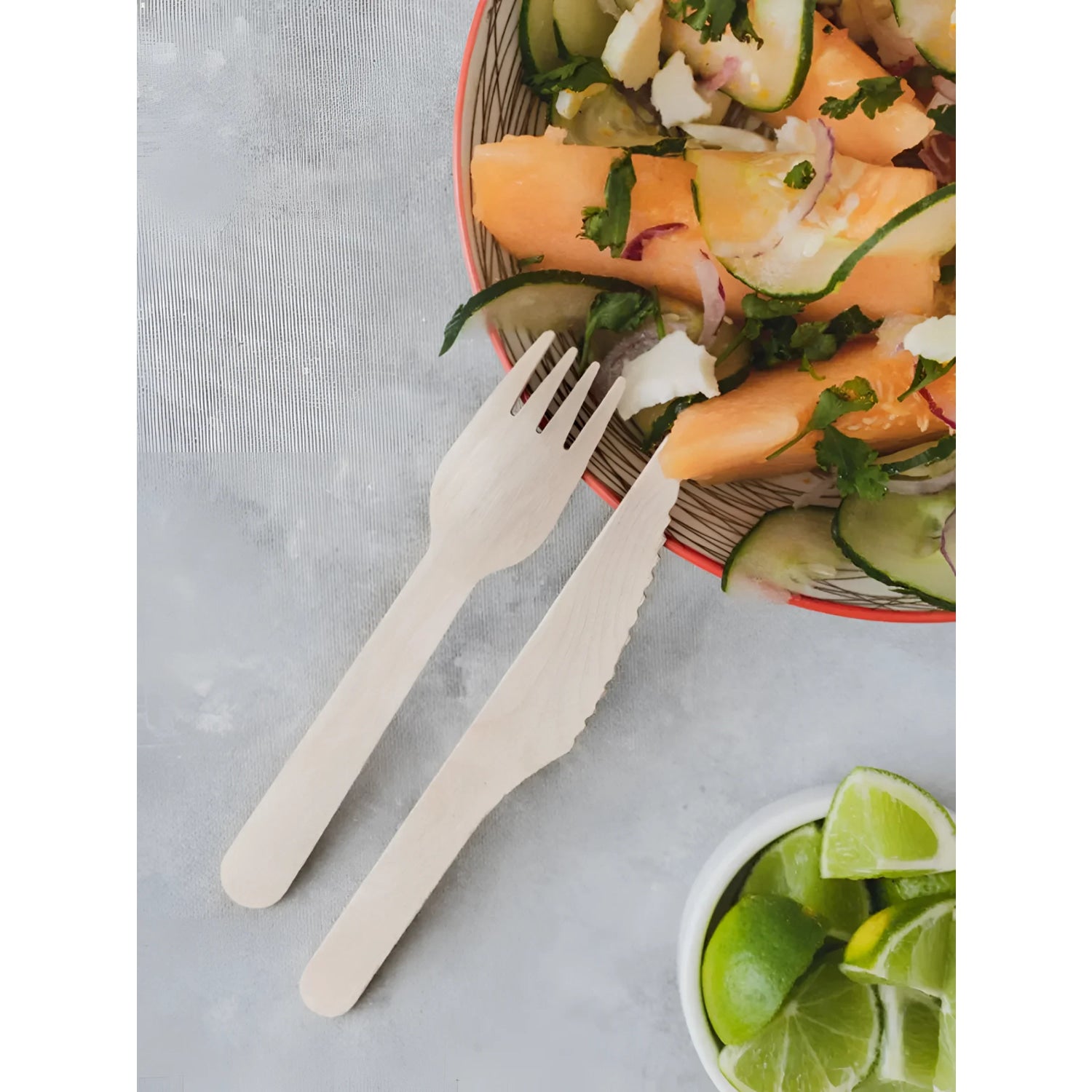Algon Forks Disposable Biodegradable wooden party take away cutlery Pack of 50