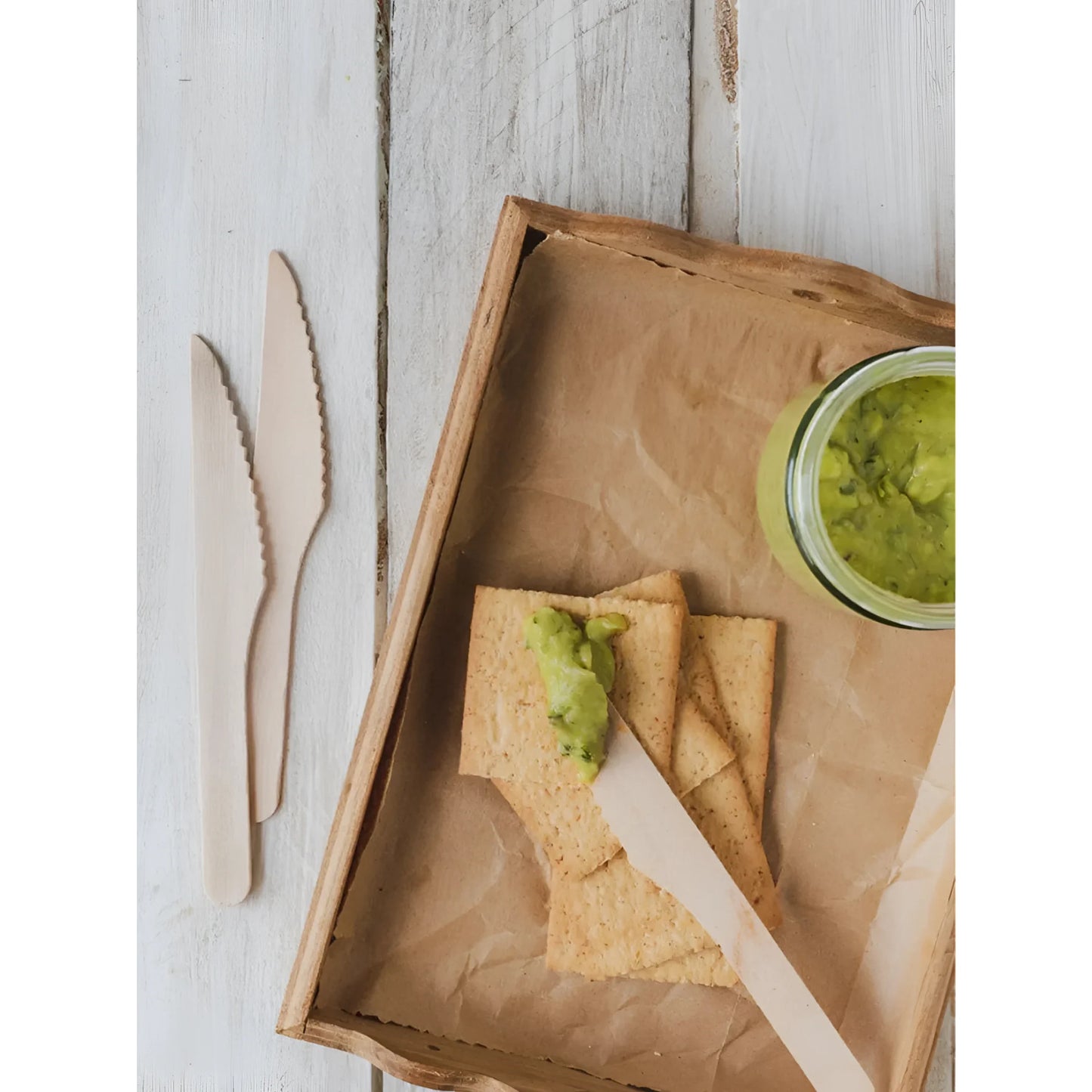 Algon Knives Disposable Biodegradable wooden party take away cutlery Pack of 50