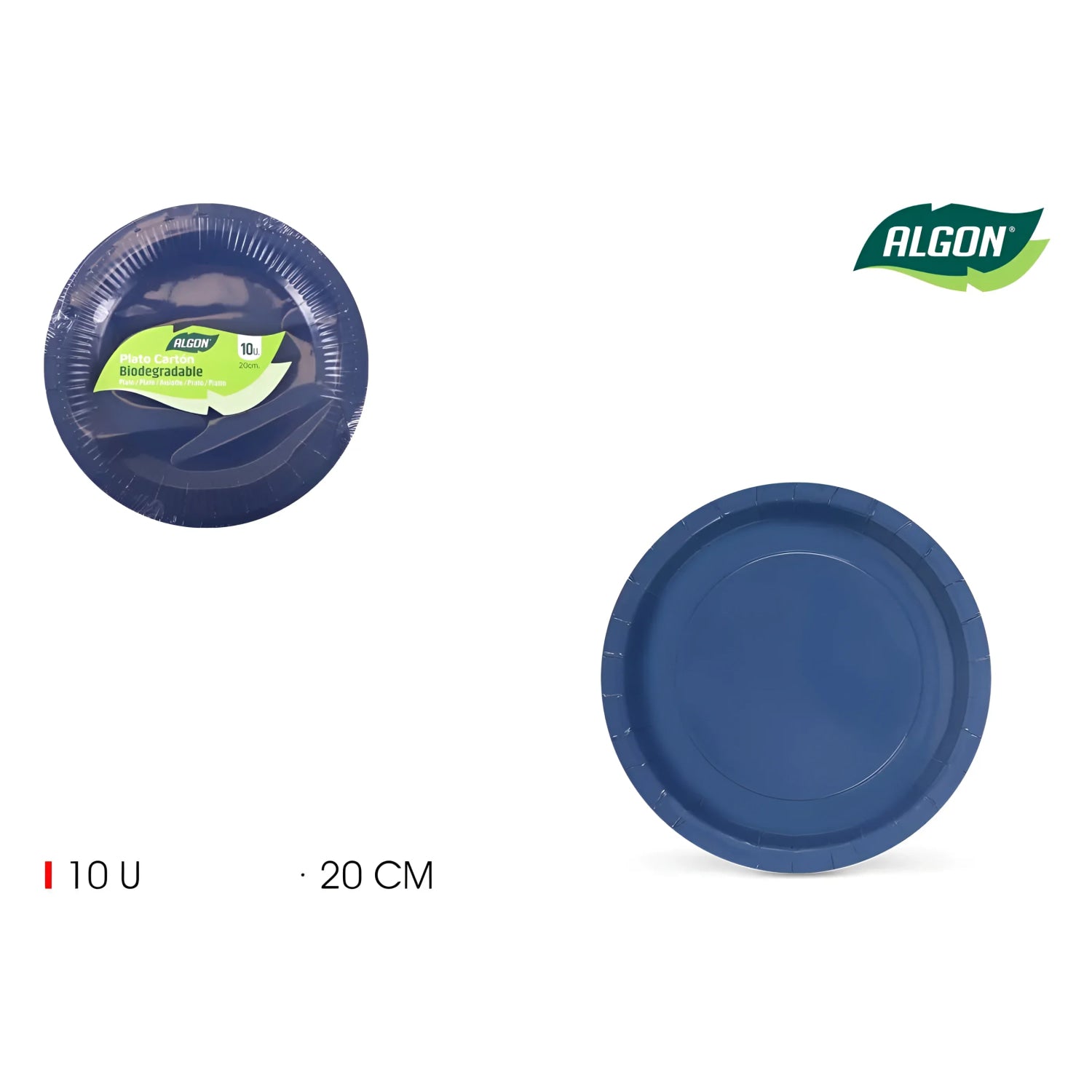 Algon Plates Disposable Biodegradable Blue paper party take away Pack of 10