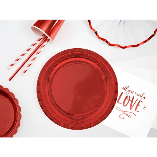 Algon Plates Disposable Biodegradable Bright Red paper party take away Pack of 10
