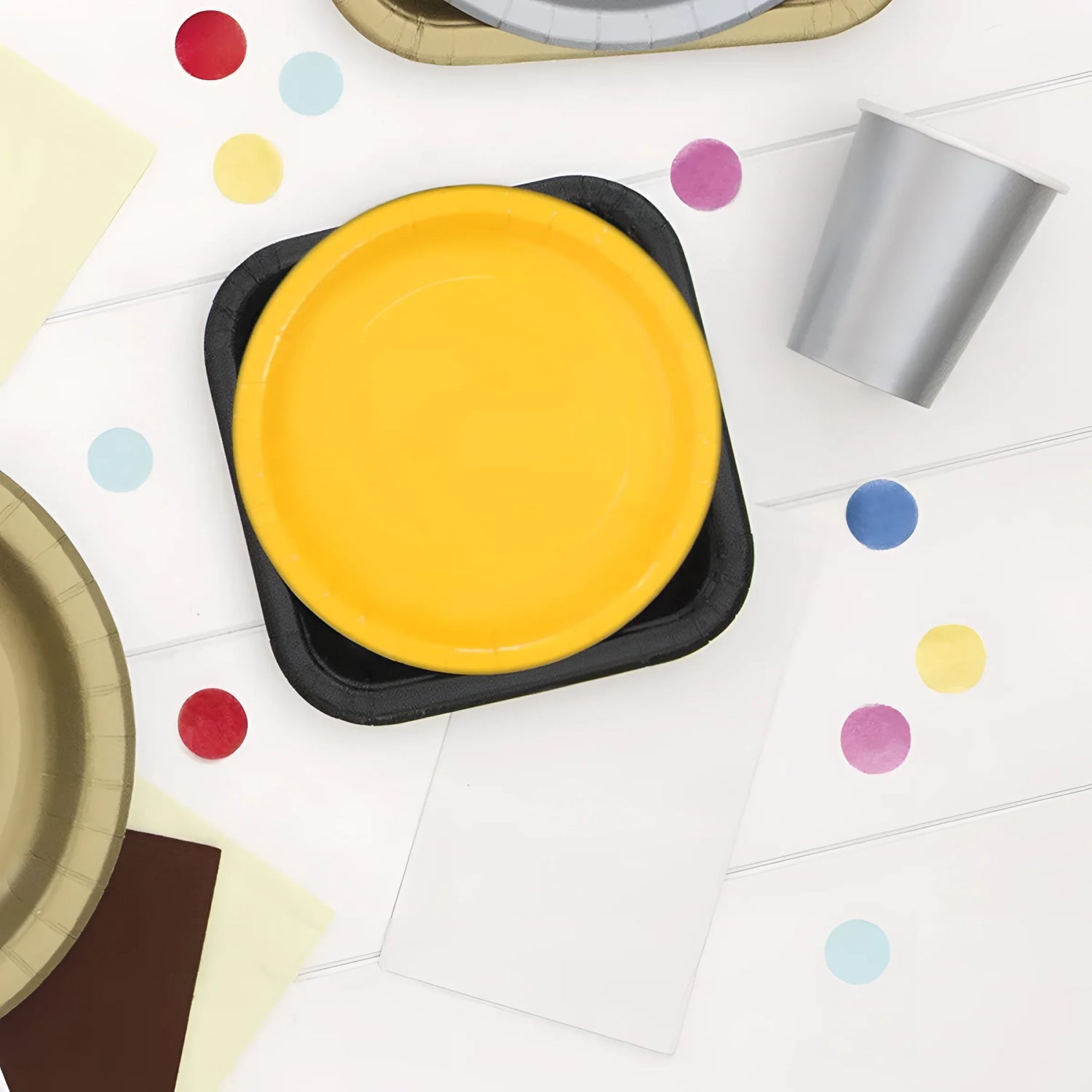 Algon Plates Disposable Biodegradable Yellow paper party take away Pack of 10