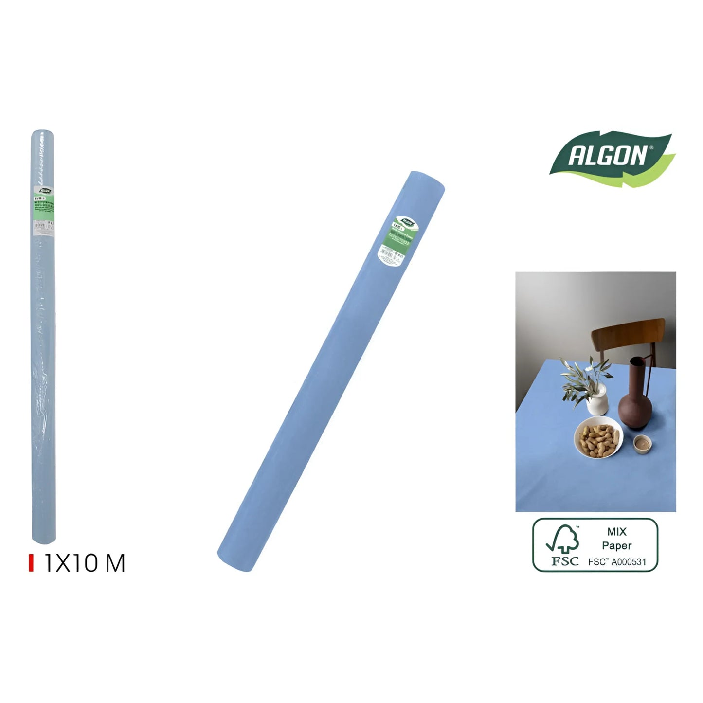 Algon Tablecloth Disposable Blue Roll 1m x 10m
