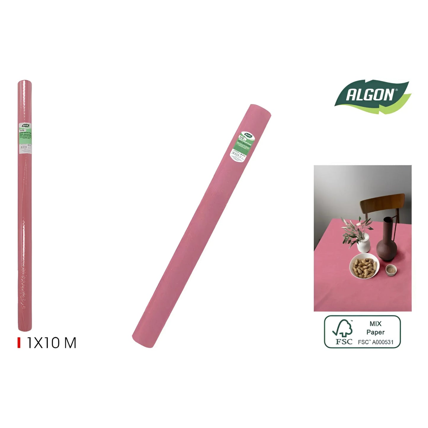 Algon Tablecloth Disposable Fuchsia Roll 1m x 10m