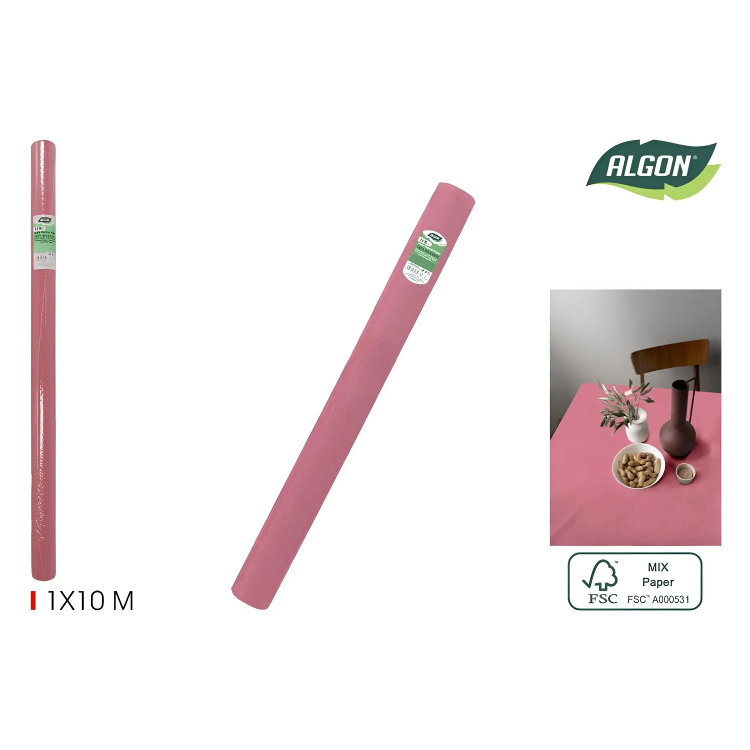 Algon Tablecloth Disposable Fuchsia Roll 1m x 10m
