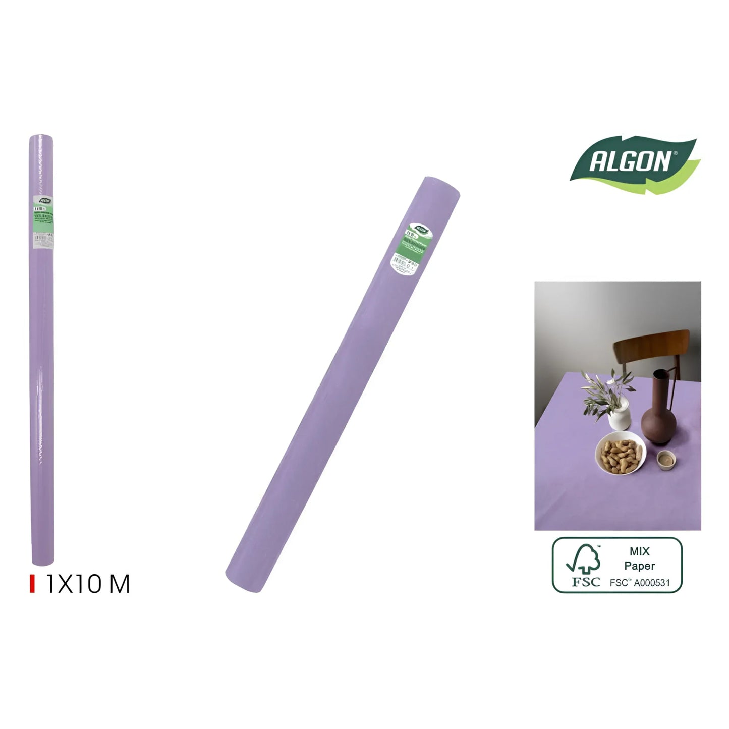 Algon Tablecloth Disposable Lilac Roll 1m x 10m