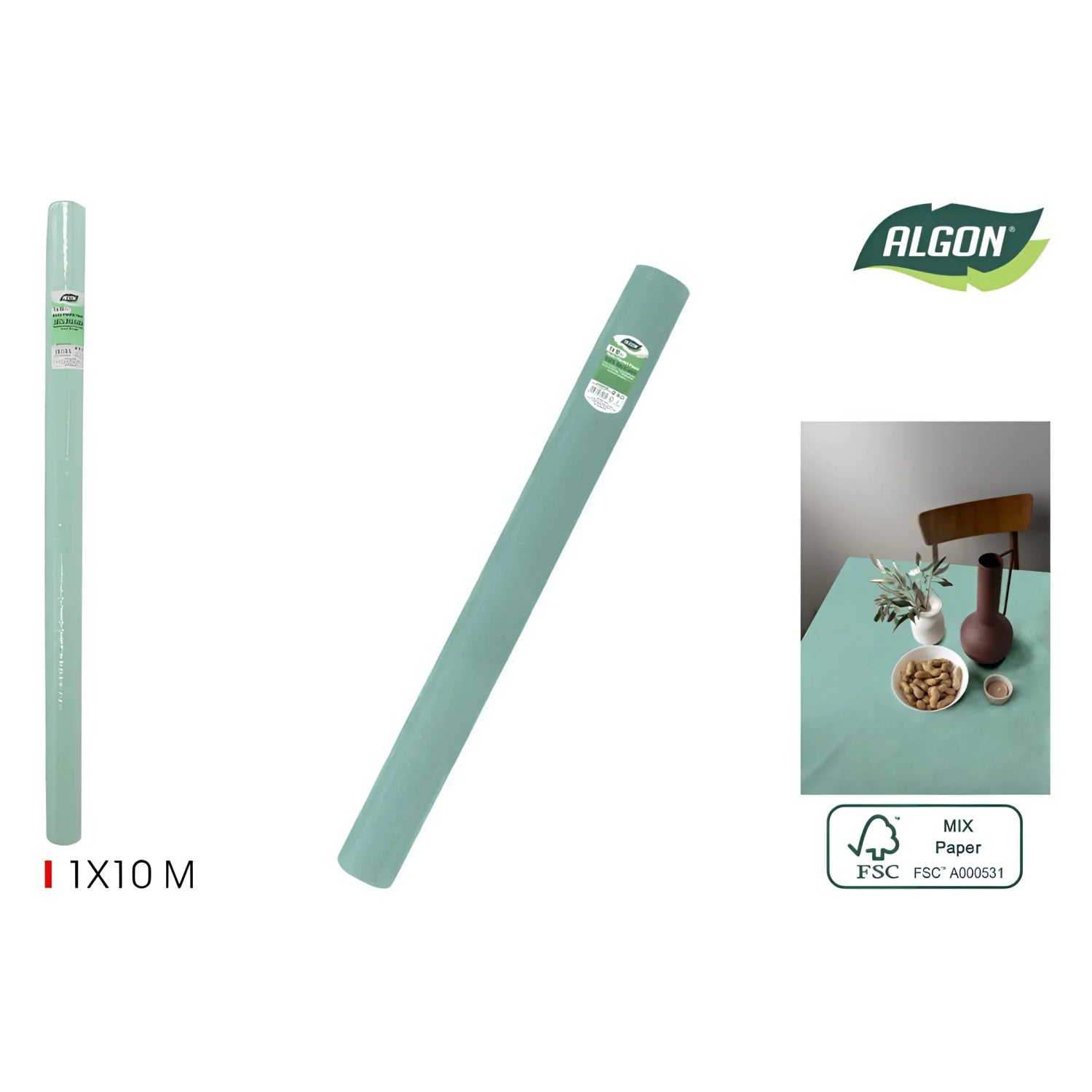 Algon Tablecloth Disposable Turquoise Roll 1m x 10m