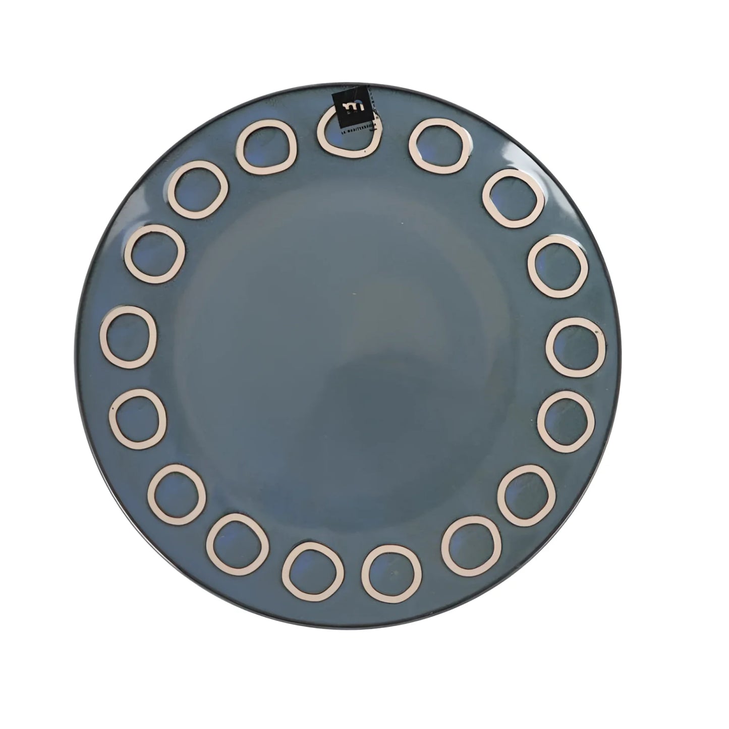 Almudena Blue 27cm dinner plates Embossed Stoneware La Mediterranea