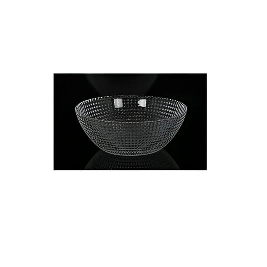 Andra La Mediterranea handmade clear glass bowl ramekin 13cm textured grid pattern